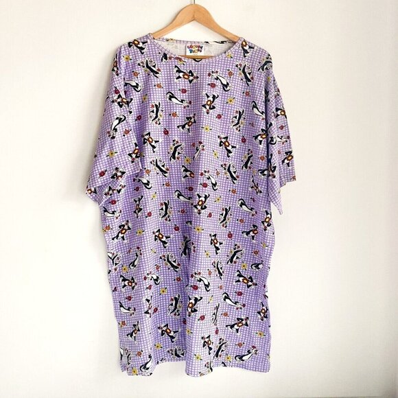 Looney Tunes Cat Sylvester J. Pussycat Sr. Floral Sleep Shirt 2XL - Picture 1 of 5